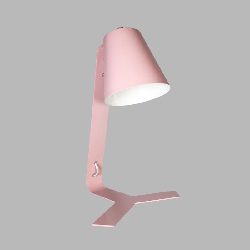 Pink Finish Bell Reading Light Contemporary LED Metallic Night Table Lamp with Plug In Cord