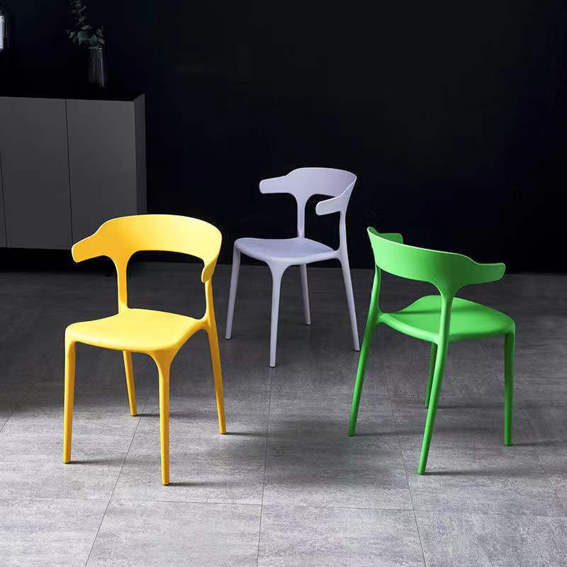 Contemporary Stackable Chairs Dining Open Back Arm Chairs with Plastic Legs