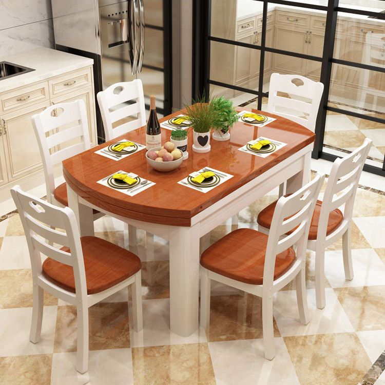 Dining Room Dinner Table 4 Legs Rubberwood Round Dining Table