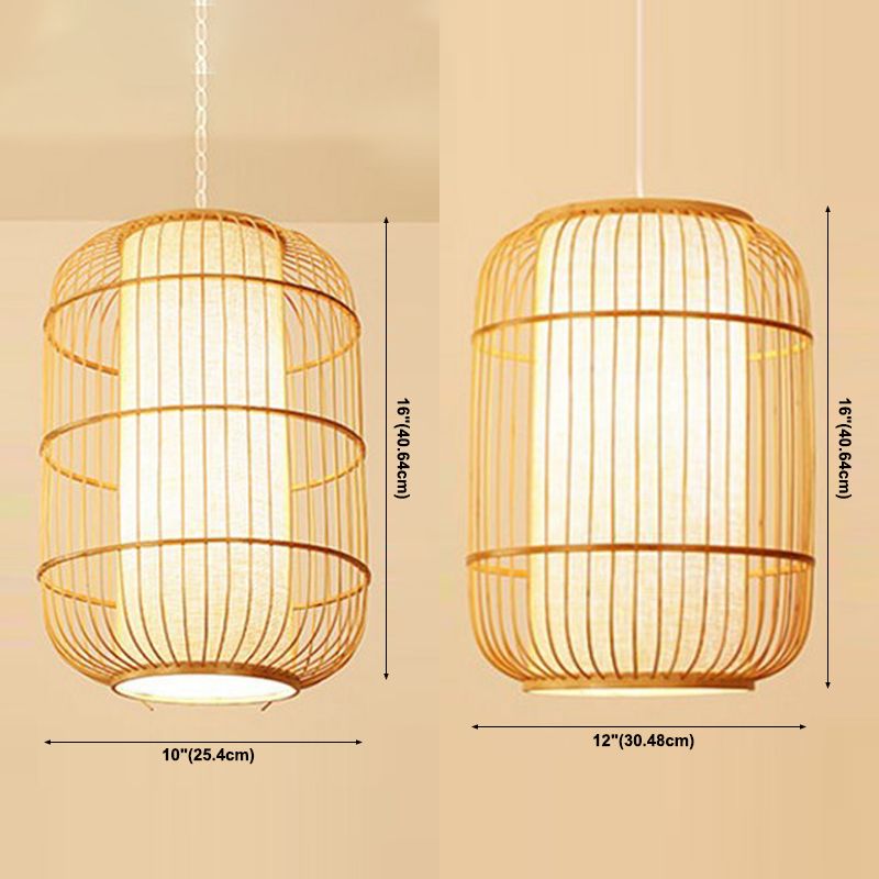 1 Light Bamboo Pendant Light Modern Simple Style Hanging Lamp Fixture for Living Room