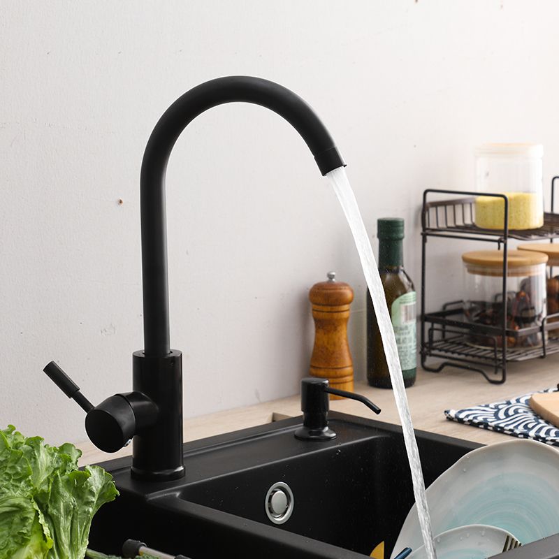 Modern 1-Handle Bar Faucet with Supply Lines Kitchen Faucet in Black