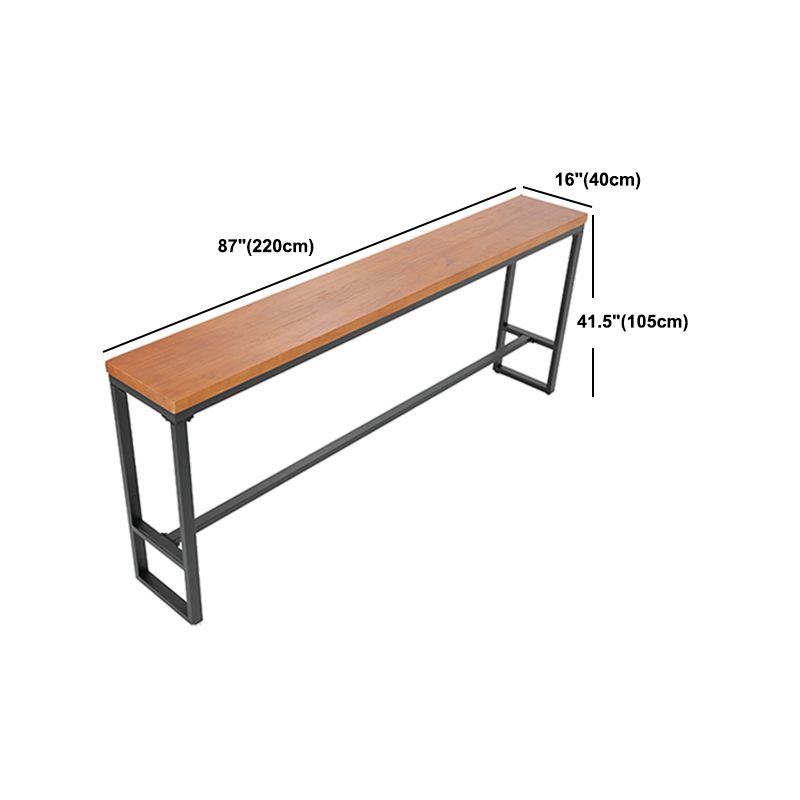 Contemporary Style Bar Table Solid Wood Rectangle Bistro Bar Desk with Footrest