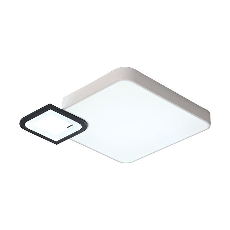 Lámpara de montaje de color cuadrado de metal moderno Blanco/Blanco y negro LED de luz de techo para sala de estar en caliente/blanco, 18 "/21.5" amplia