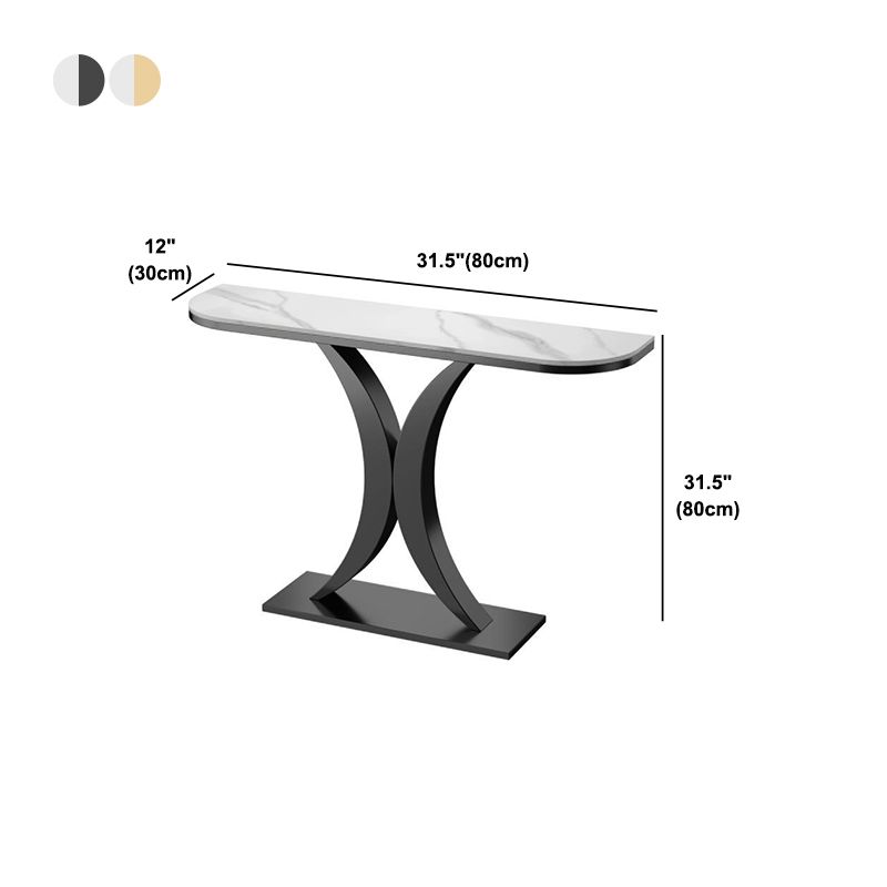 Stain Resistant Table Stone Glam Table 11.81" W x 31.49" H Half Moon Table