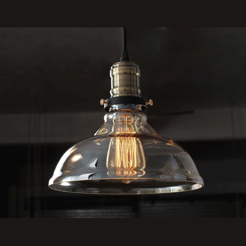 Retro Industrial 1 Luz de lámpara Granero Iluminación colgante de vidrio transparente para cafetería