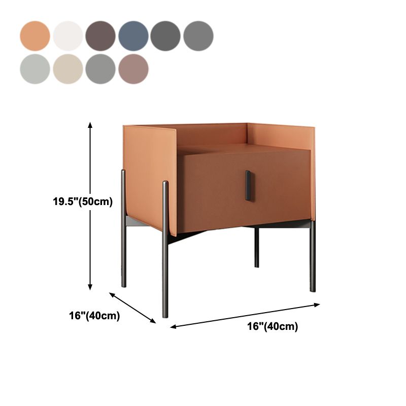 Modern Drawer Storage Nightstand Faux Leather Bed Nightstand with Legs