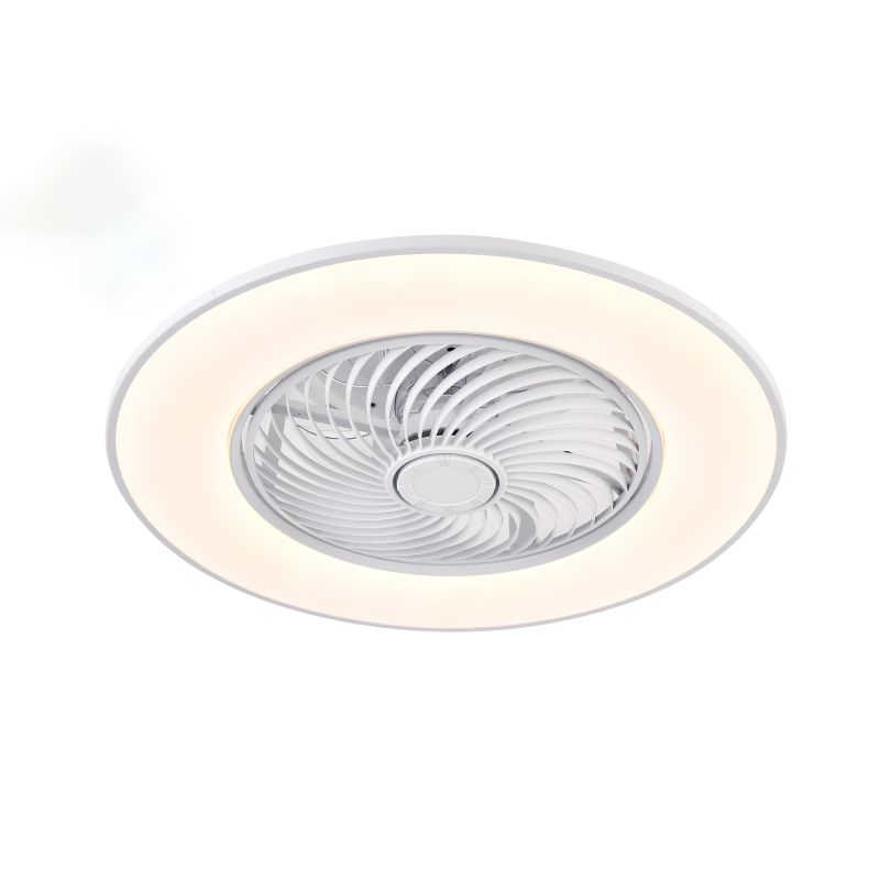 Éventail de plafond LED circulaire en acrylique dans le plafond en fer forgé moderne pour la chambre à coucher