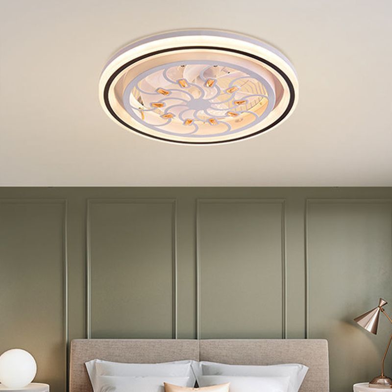 LED Ceiling Fan Light Modern Simple Ceiling Mount Lamp with Acrylic Shade for Bedroom