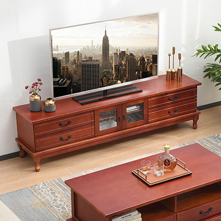 Traditional Solid Wood TV Stand 4-Drawer 19.7" H TV Console with Cabinet