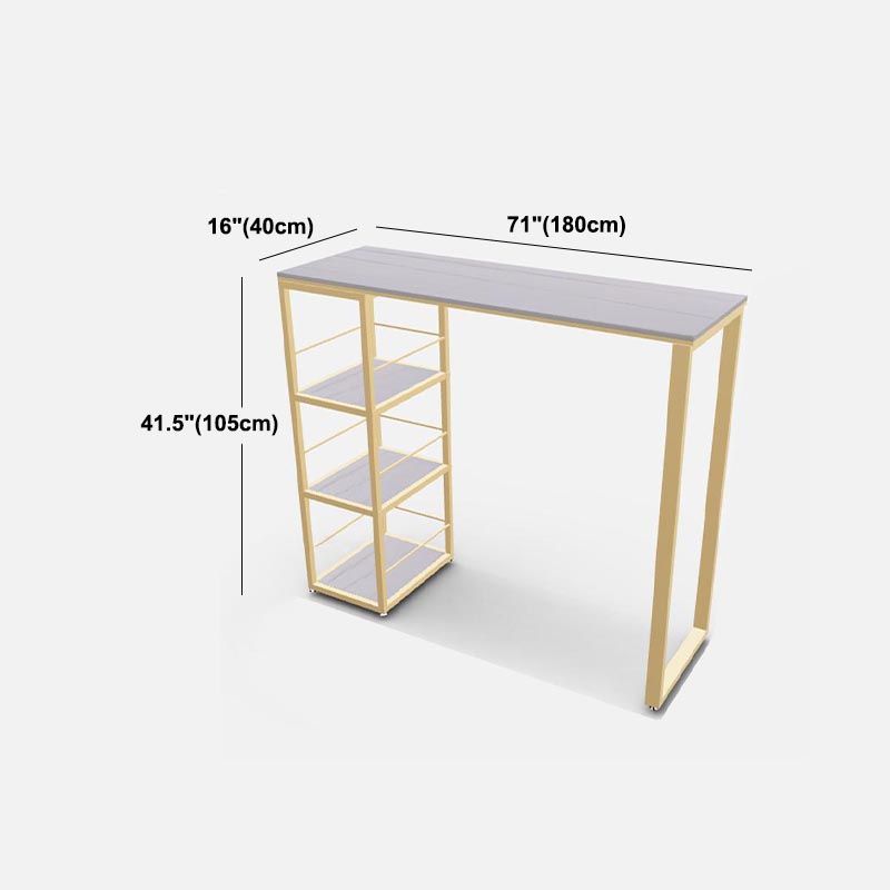 White and Gold Bistro Accent Dining Table Contemporary Indoor Bar Table