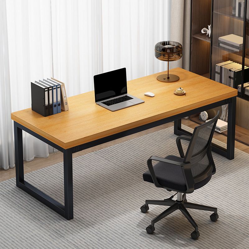 Contemporary Wooden Office Desk Antique Finish Rectangular Computer Desk with Metal Legs