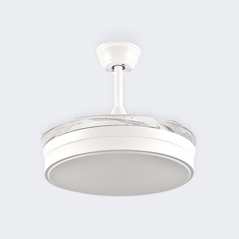 LED Acryl plafondventilator verlichting eigentijdse witte ring eetkamer semi -spoelmontage lamp met 8 messen, 36 "/42" breed