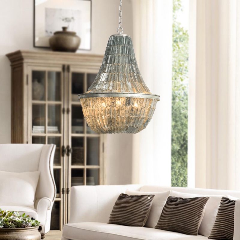 Teardrop Chandelier Light Fixture Modernism Shell 3 Lights Pendant Light Fixture in Silver