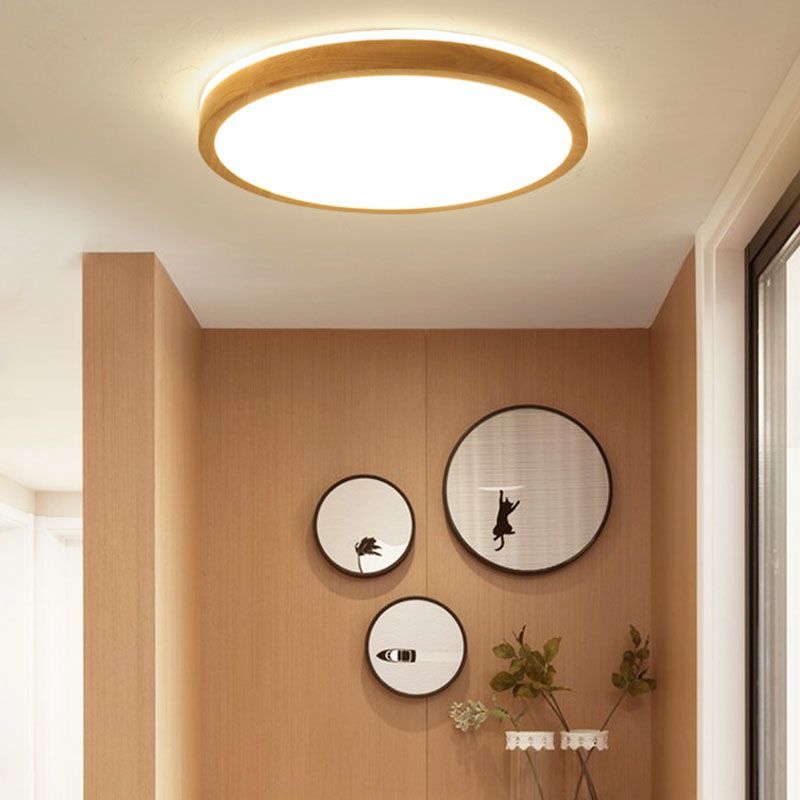 Brown LED Ceiling Light in Modern Simplicity Circular Acrylic Flush Mount for Bedroom