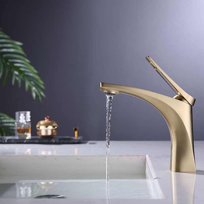 Modern Vessel Faucet Brass Lever Handles Low Arc with Water Hose Bathroom Vessel Faucet