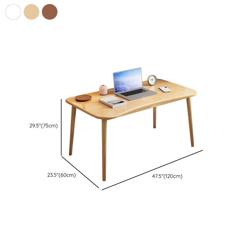 Solid Wood Curved Writing Desk Modern Parsons Base Office Desk