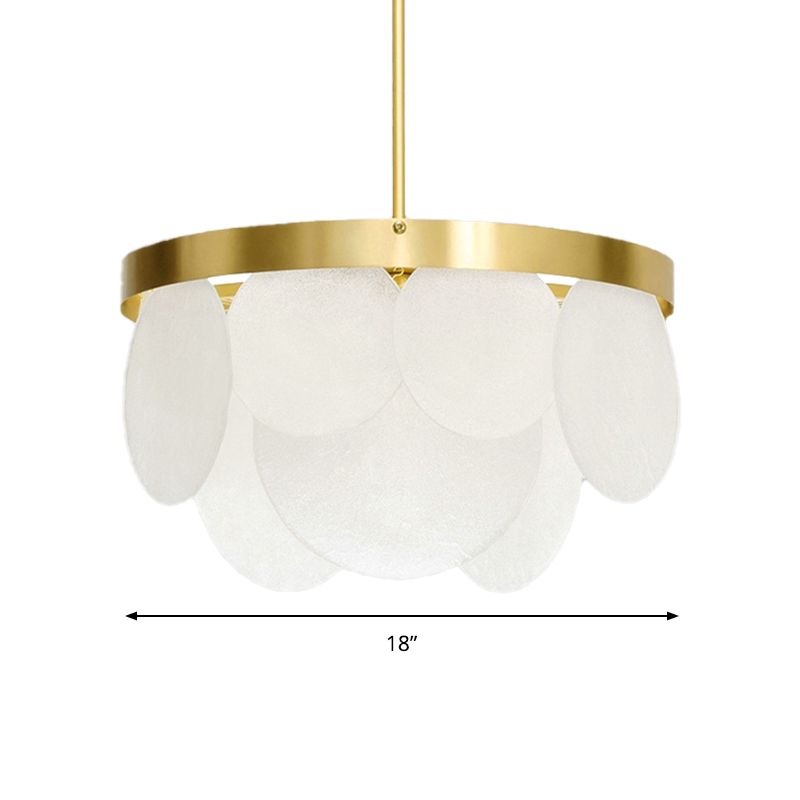 18"/23.5"/31.5" Wide Golden Round Ceiling Pendant Modern 4 Lights Frosted Glass Chandelier