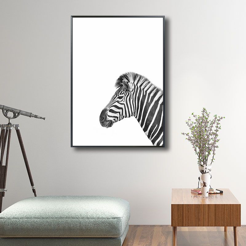 Tropical Zebra Canvas Wall Art Black Painting for Great Room, Multiple Size Options