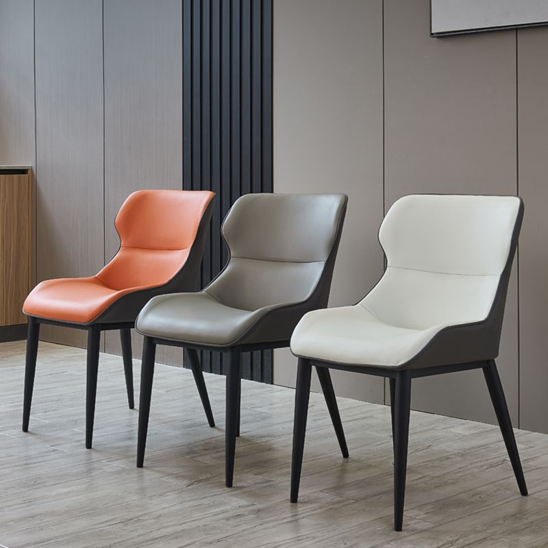 Modern Conference Room Wingback Side Chair Matte Finish Leather Dining Chair