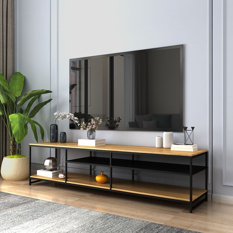 Solid Wood TV Media Console Industrial Media Console TV Stand for Living Room