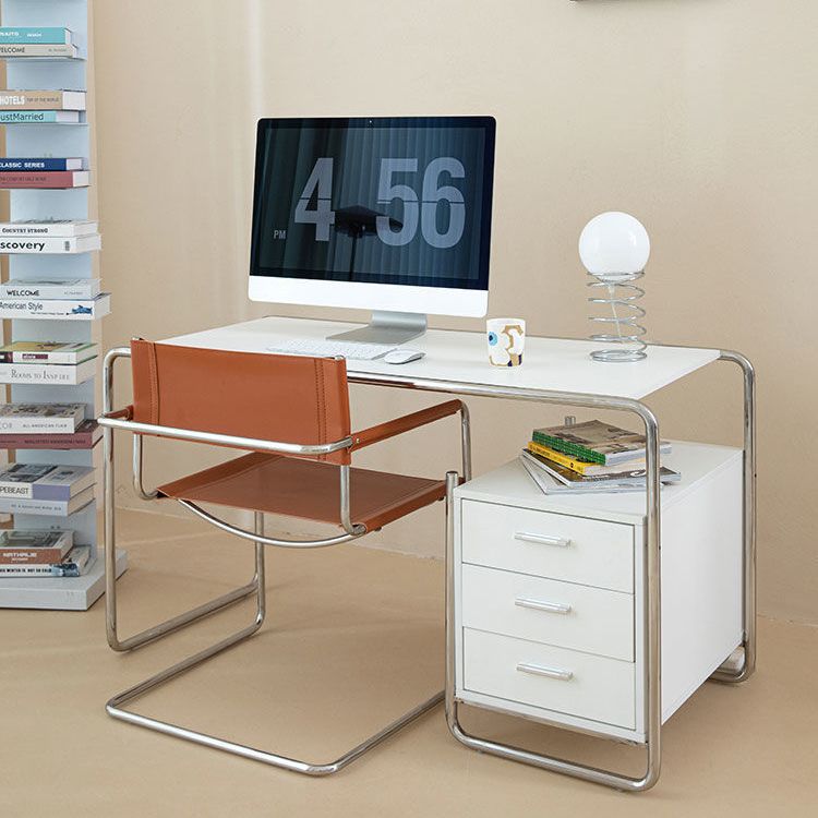 Black and White Office Desk Pedestal Wooden Writing Desk for Home