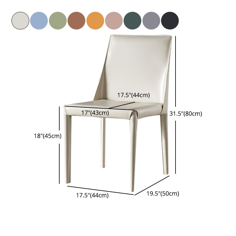 Contemporary Leather Indoor-Outdoor Side Chair Parsons Armless Dining Chair