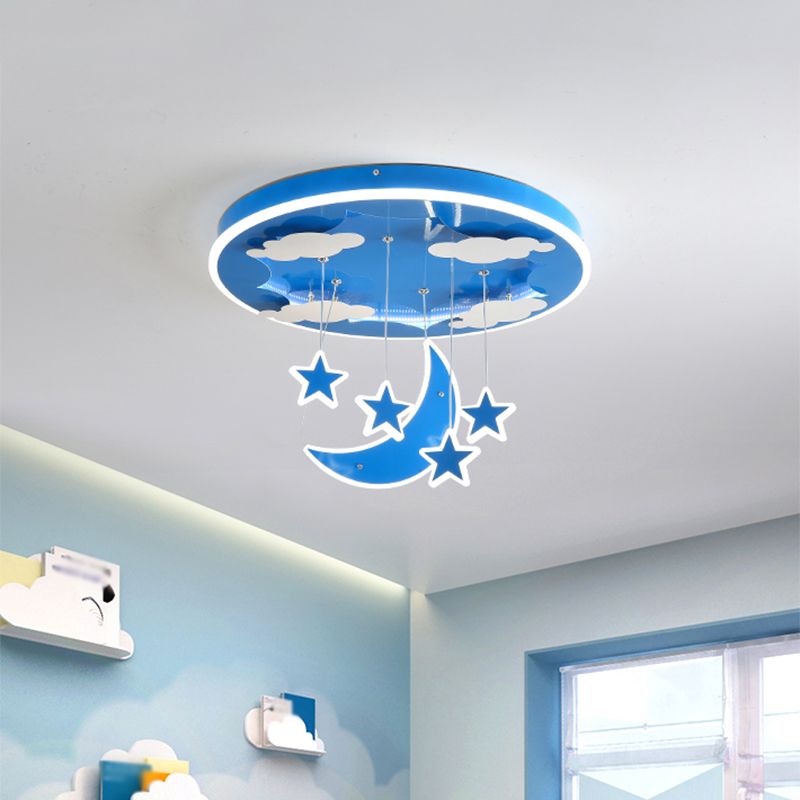 Starry Sky Children Room Hanging Lighting Acrylic LED Modern Cluster Pendant Light Fixture in Pink/Blue