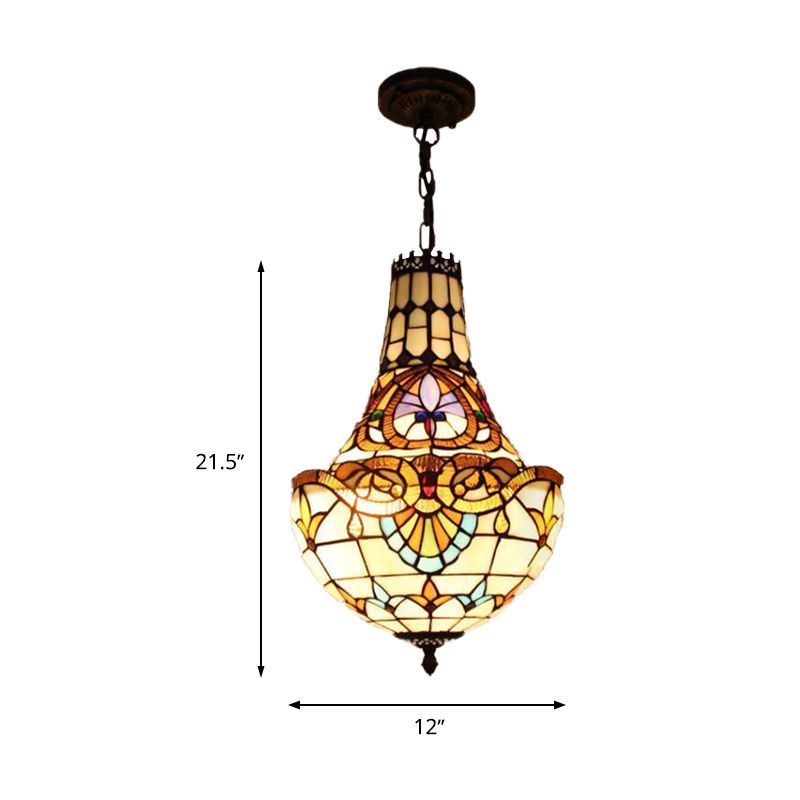 3/5 Lights Flower Chandelier Light Fixture Antique Bronze Cut Glass Suspension Pendant, 12"/16" Wide