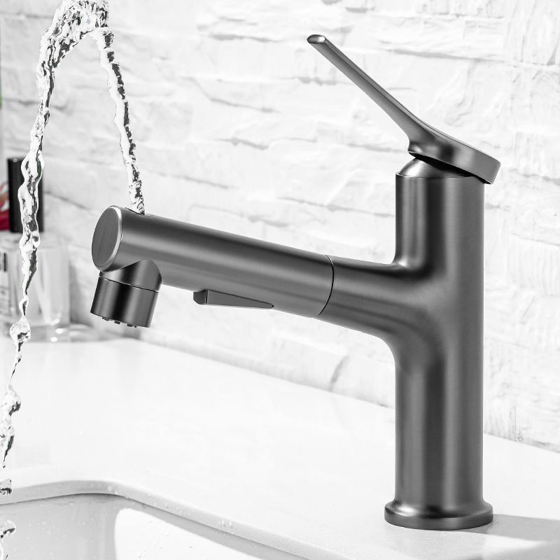 Pull-out Simple Bathroom Sink Faucet 1 Hole Single Handle Faucet