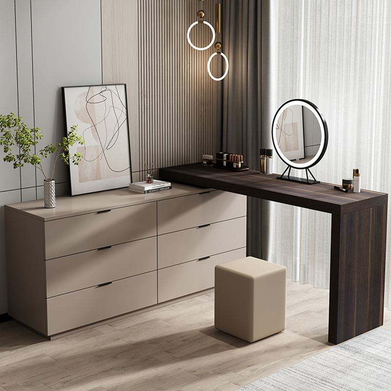 Lighted Mirror 6- Drawers  Wood  Standing Vanity Dressing Table