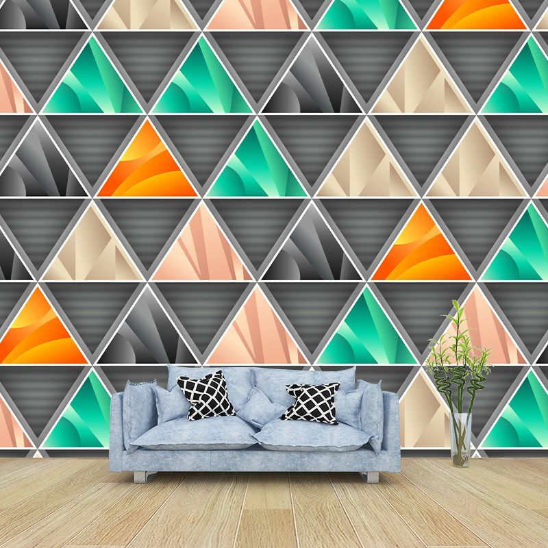 Illustration Mural Stain Resistant Geometric Contemporary Bedroom Colorful Wallpaper