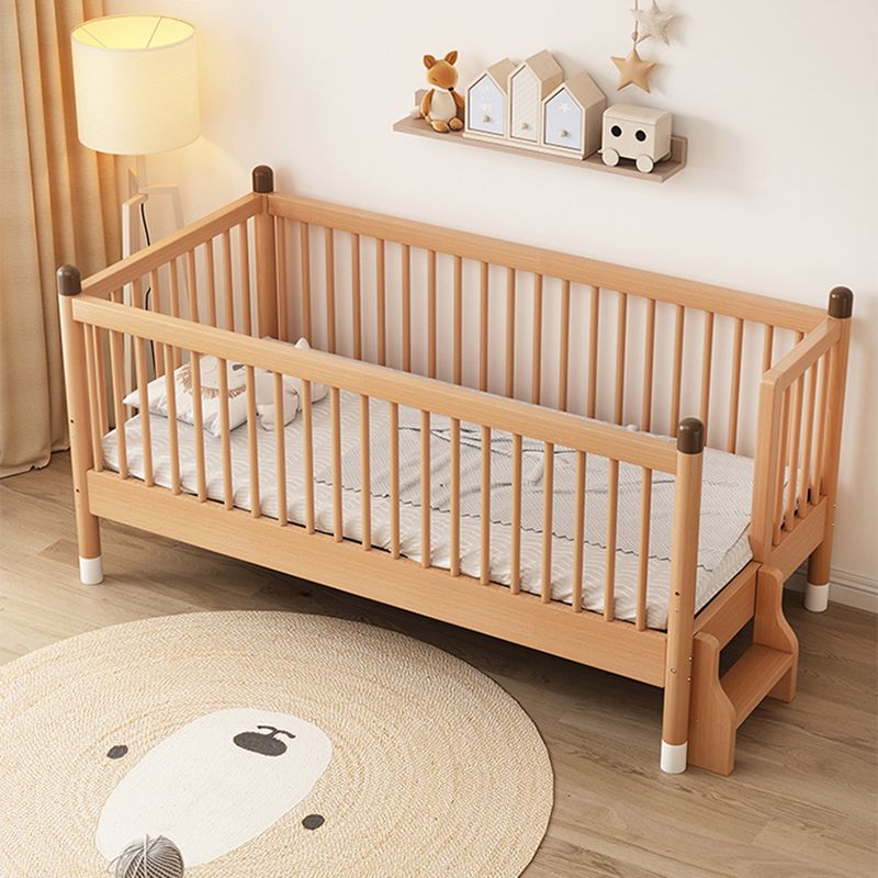 Traditional Wooden Nursery Bed Rectangle Pure Color Baby Crib