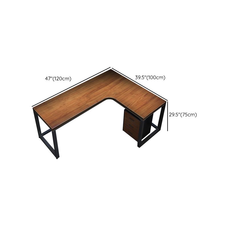 Modern Solid Wood Computer Desk L-Shape Base Home Office Desk