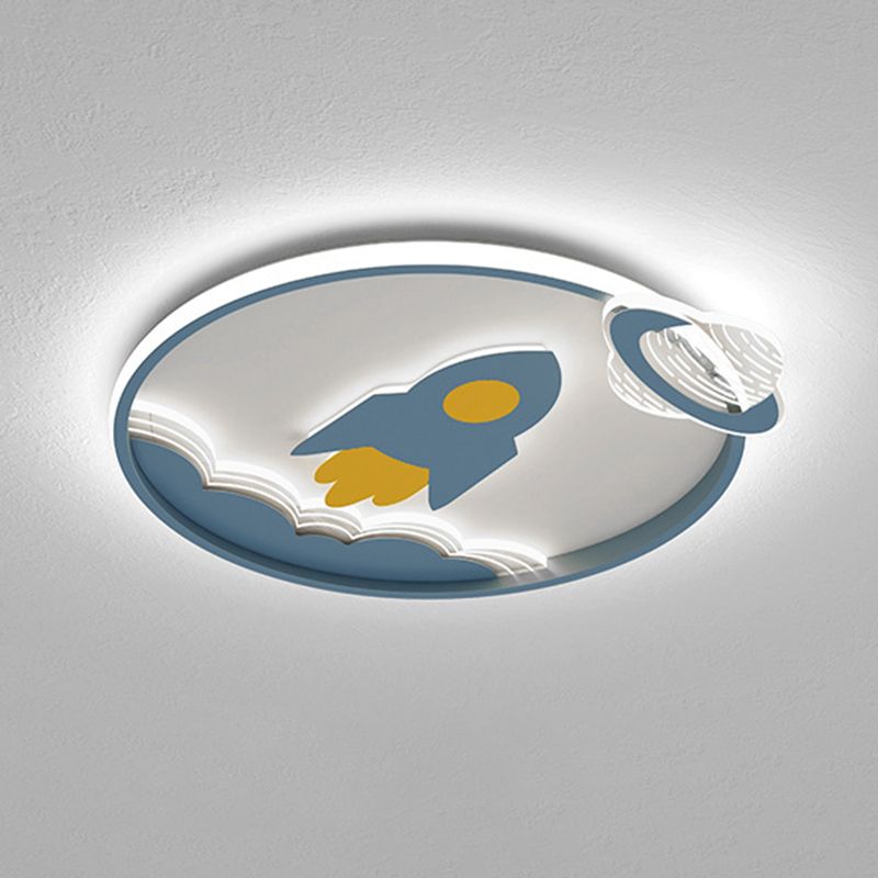 Rocket Shape Flush Light Modern Style Metal 3 Lights Flush Mount for Bedroom