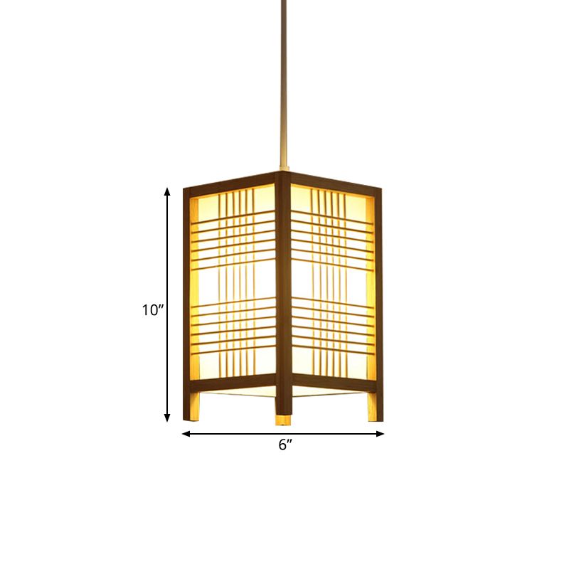 6 "/8,5" de large en bois de large lanterne suspendu japonais 1-léger pendant en bois naturel pour salle à manger foyer