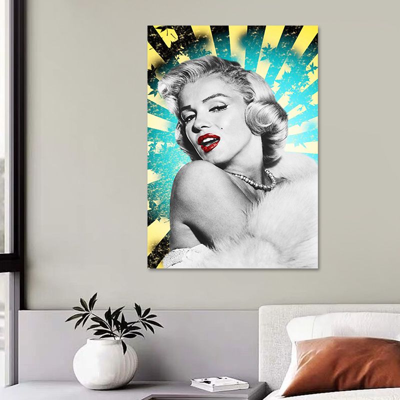Textured Marilyn Monroe Wall Decor Glam Canvas Wall Art Print in Dark Color for Room