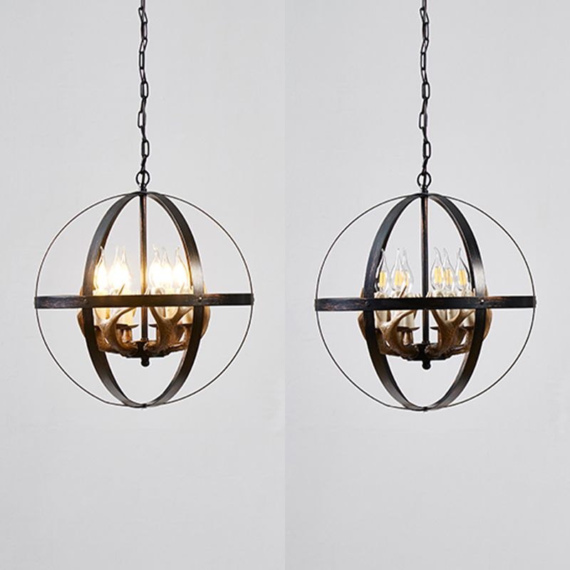 Spherical Chandelier Light Fixture Industrial Metal Pendant Lighting for Restaurant