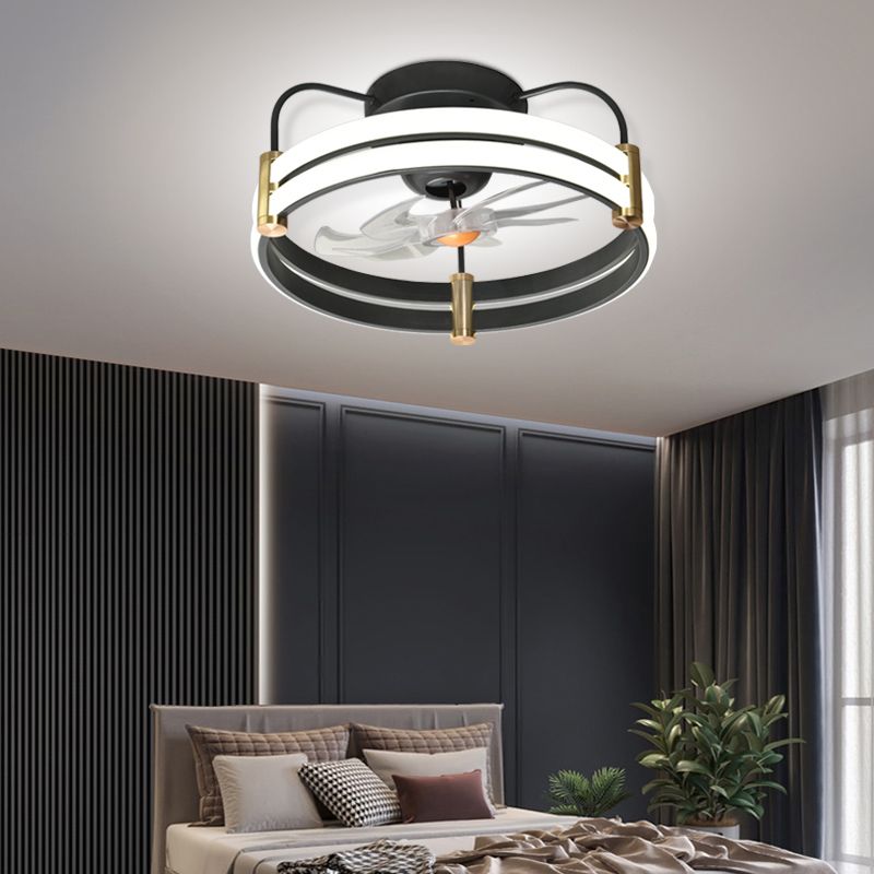 Contemporary LED Fan Light Metal Round Flush Mount Light for Living Room