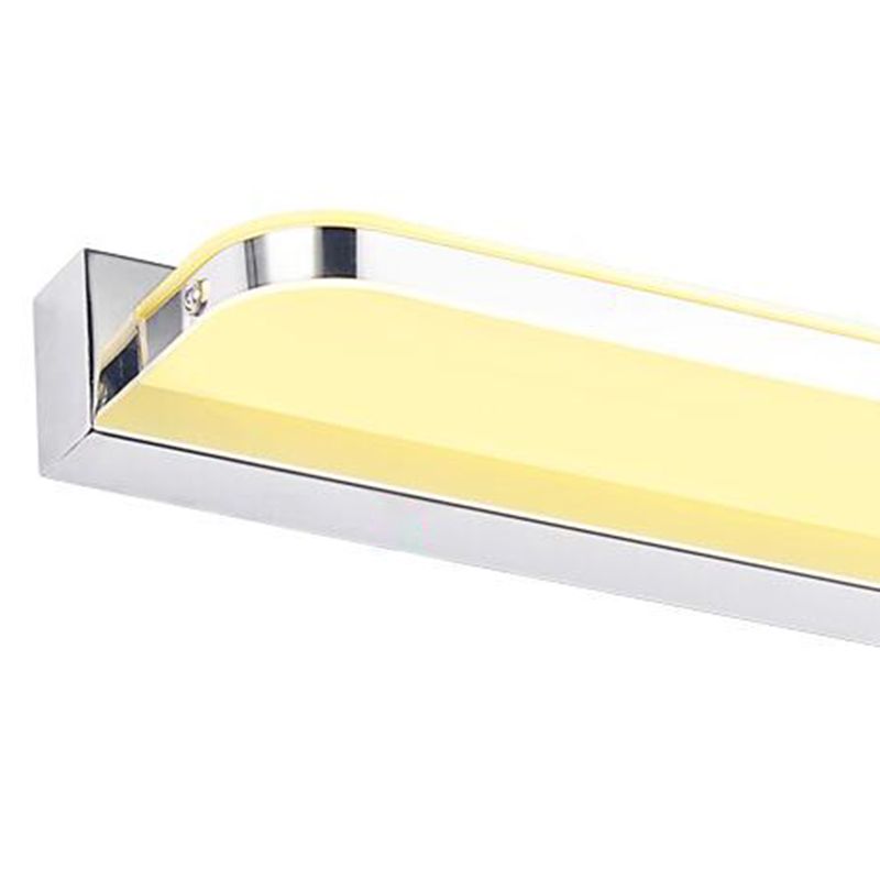 Linear Shape Metal Wall Sconce Modern Style 1 Light Mirror Wall Light Fixture in Silver