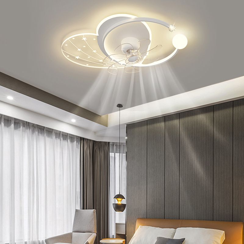 Modern Ceiling Fan in 3 - Colors Metal and Acrylic LED Fan Lighting with Crystal Accent