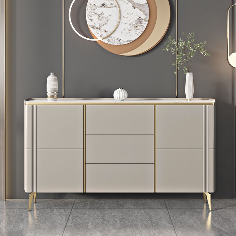 Contemporary Style Wood Sideboard Table with Cabinets and Drawers