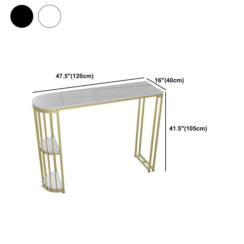 Artificial Marble Oval Bar Table 42-inch Height Top Glam Style Bistro Table