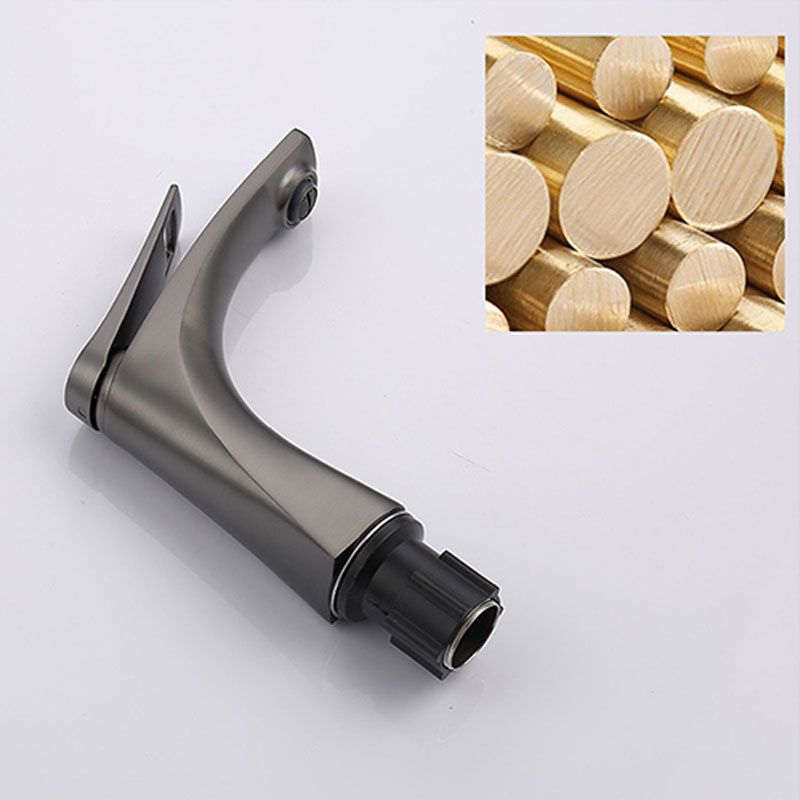 Modern Vessel Faucet Brass Lever Handles Low Arc with Water Hose Bathroom Vessel Faucet