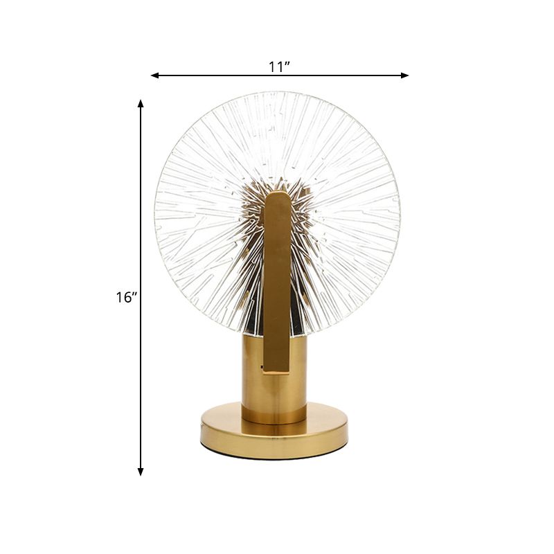 Gold Finish Wheel Night Light Post-Modern 1 Bulb Clear Glass Table Lighting for Bedroom