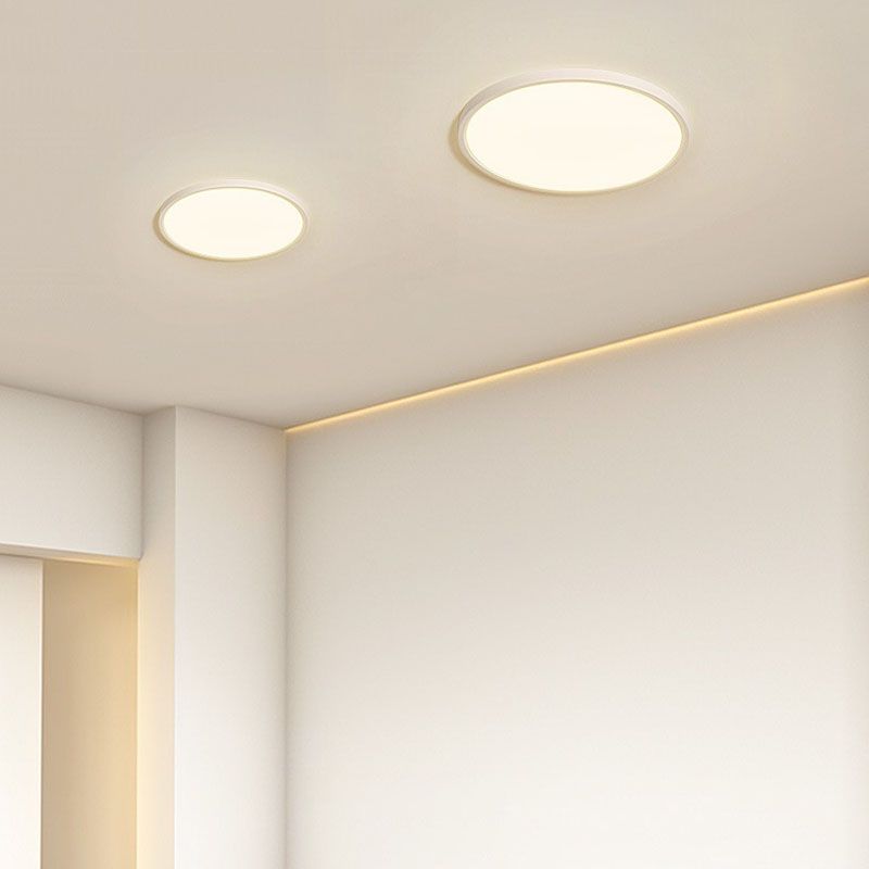 White Acrylic Ceiling Fixture in Modern Minimalist Circular LED Flush Mount for Bedroom