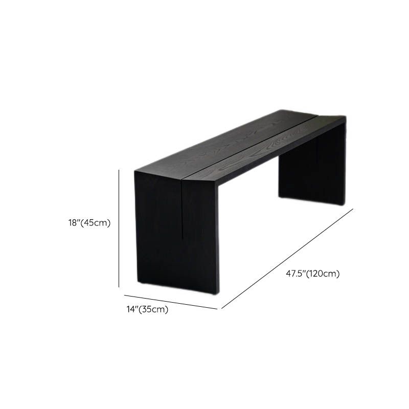 Contemporary Solid Wood Bench Black Seating Bench with Double Pedestal