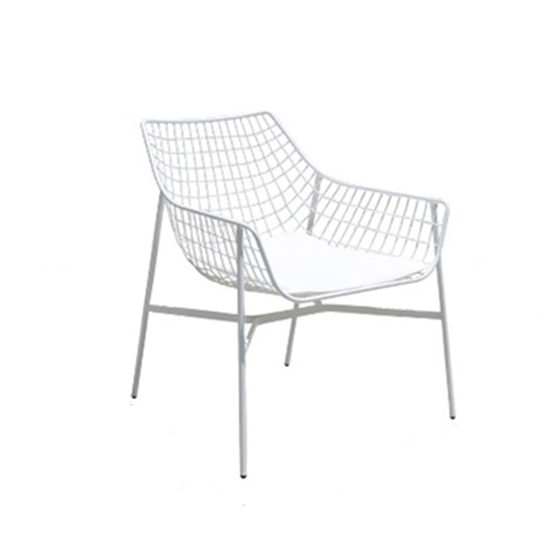 Modern Dining Side Chair Iron Removable Cushion Outdoor Bistro Chairs