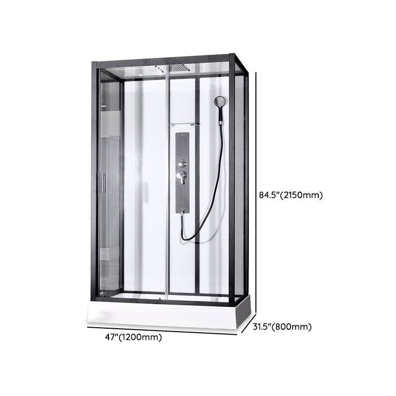 Black Framed Shower Enclosure Single Sliding Square Shower Kit