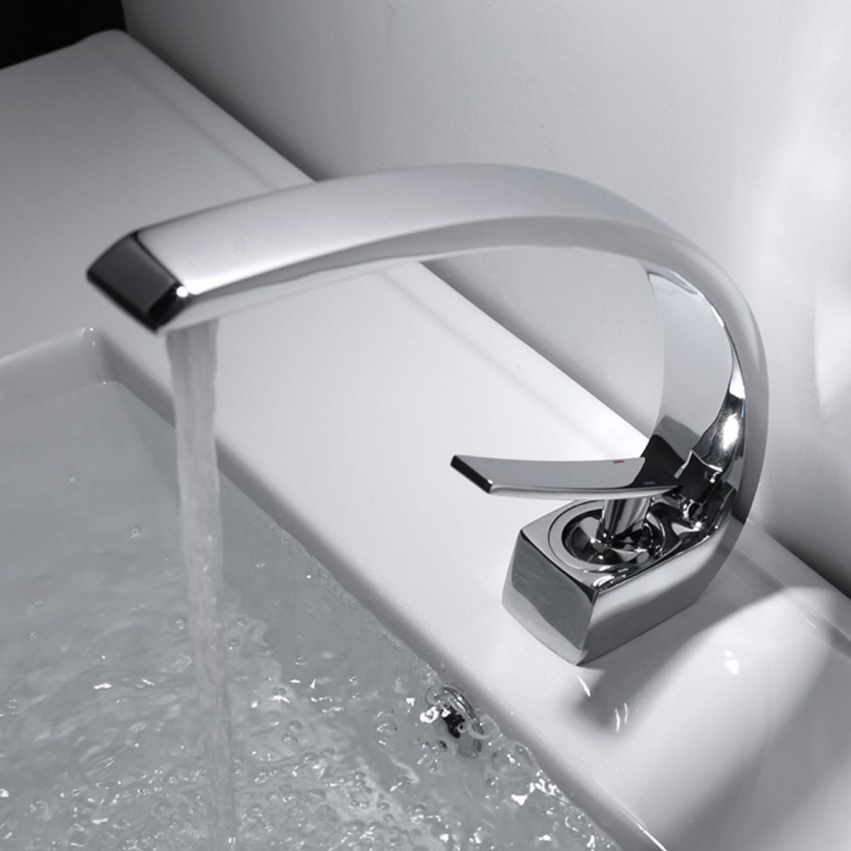 Waterfall Spout Widespread Lavatory Faucet Modern Lever Handles Sink Faucet