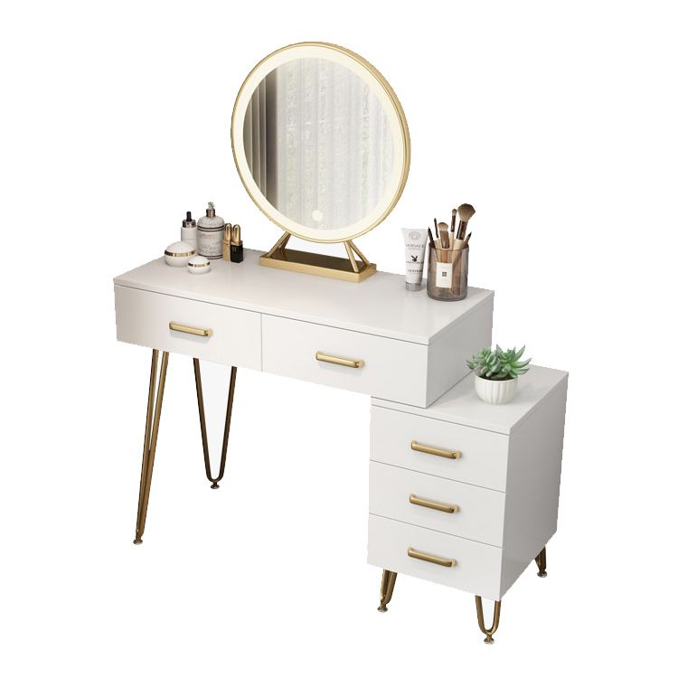 Wooden Vanity Desk in White Modern with Drawers Dressing Table